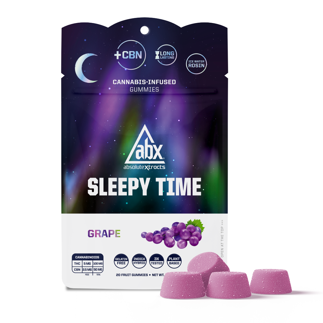 ABX | Product: ABX - Grape Sleepy Time Hash Rosin + CBN Gummies